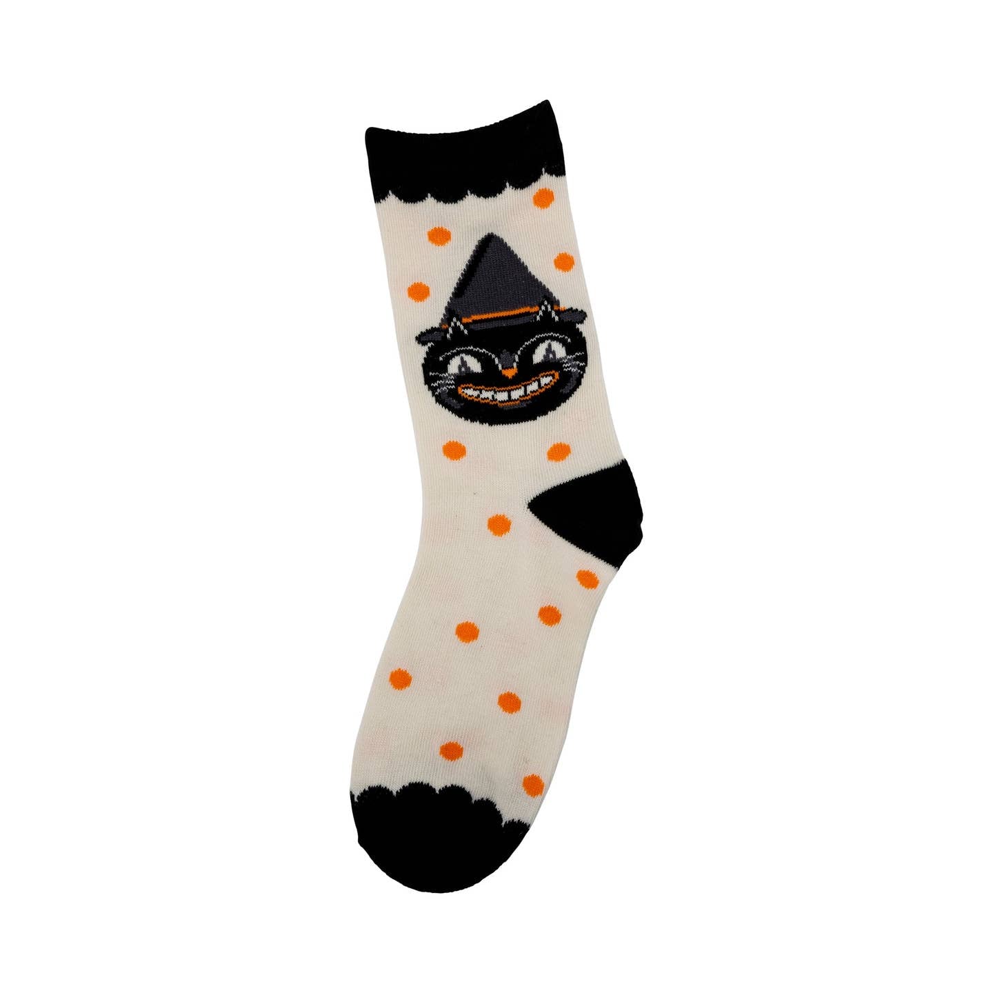 Spice up your sock game with our Vintage Cat Socks. These quirky and playful socks feature a vintage cat design and polka dot pattern. Step out in style and show off your personality with these unique socks! Unisex size 9-11.