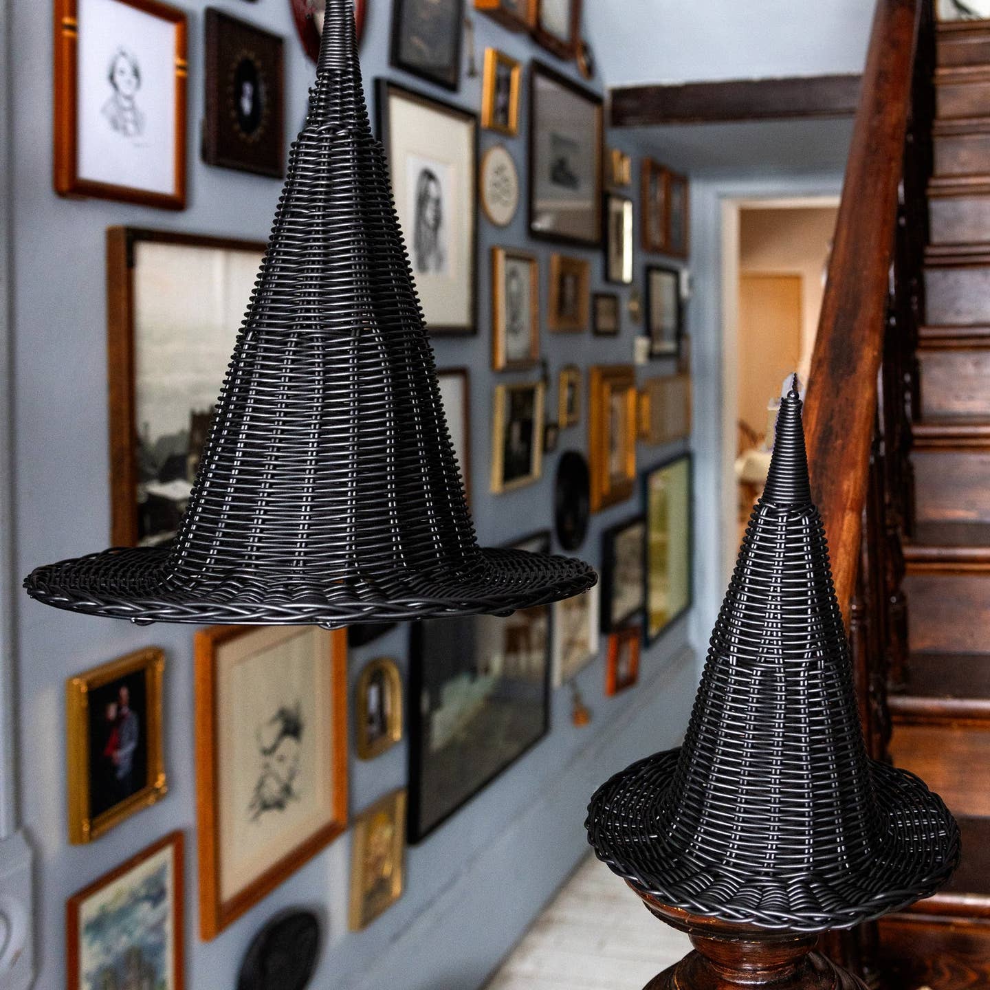 Elevate your Halloween decor with our faux wicker witch hat! This 18" statement piece brings rustic elegance to your spooky celebrations. Perfect for mantels, entryways, or as a table centerpiece – this versatile hat adds a touch of enchantment without being over-the-top. Get ready to cast a stylish spell on your Halloween gathering!

Details:

15" x 18"
Wire frame witch hat
Faux wicker material