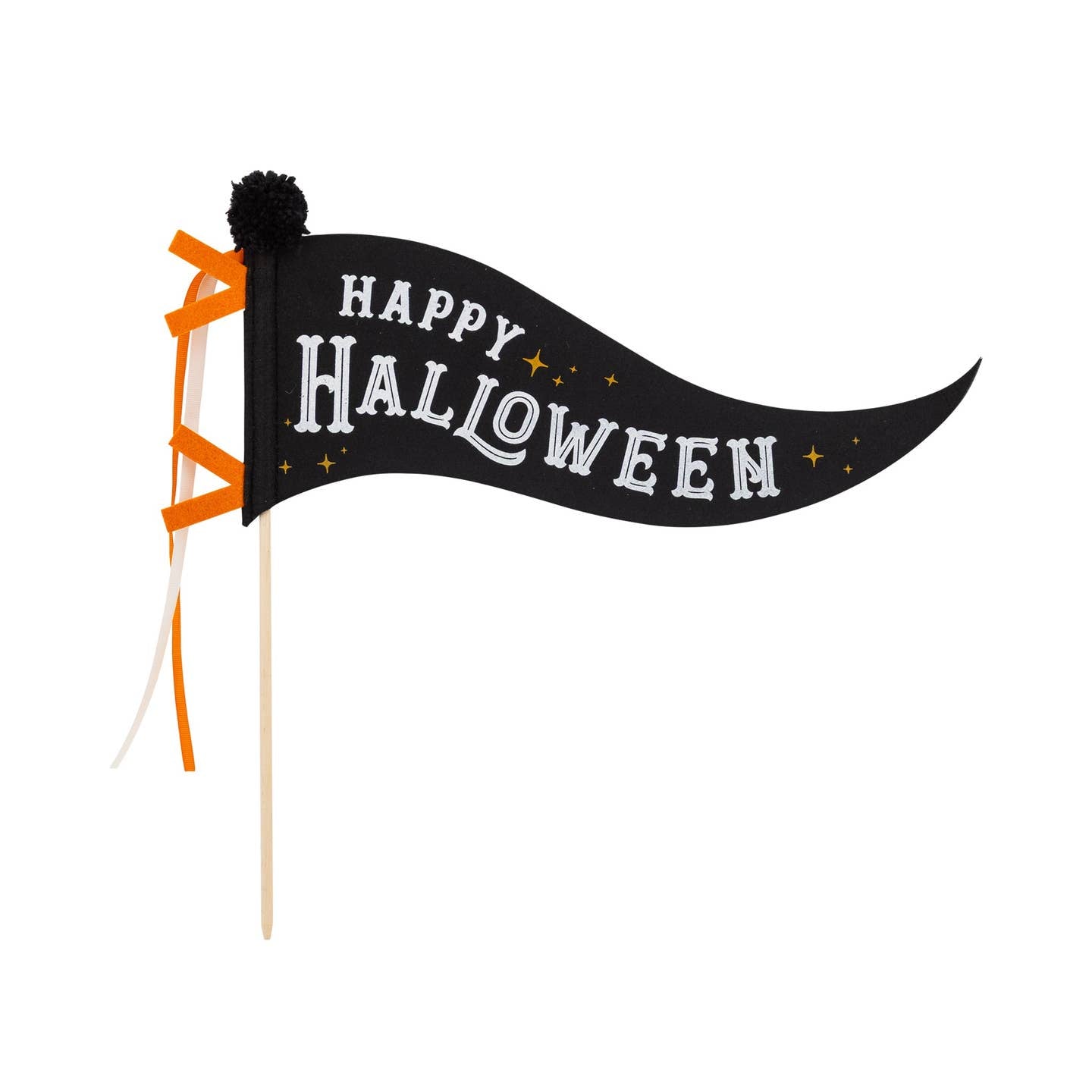Celebrate the spookiest season with our Happy Halloween Felt Pennant! This festive decoration adds instant Halloween spirit to any space. Hang it on your wall, door, or mantel for a playful touch that screams "let's party!" Perfect for Halloween gatherings, classroom decorations, or adding a fun seasonal accent to your home.

Details:

includes 1 - 14" wood dowel
Felt pennant is 6" tall x 15" long
pom pom and ribbon included