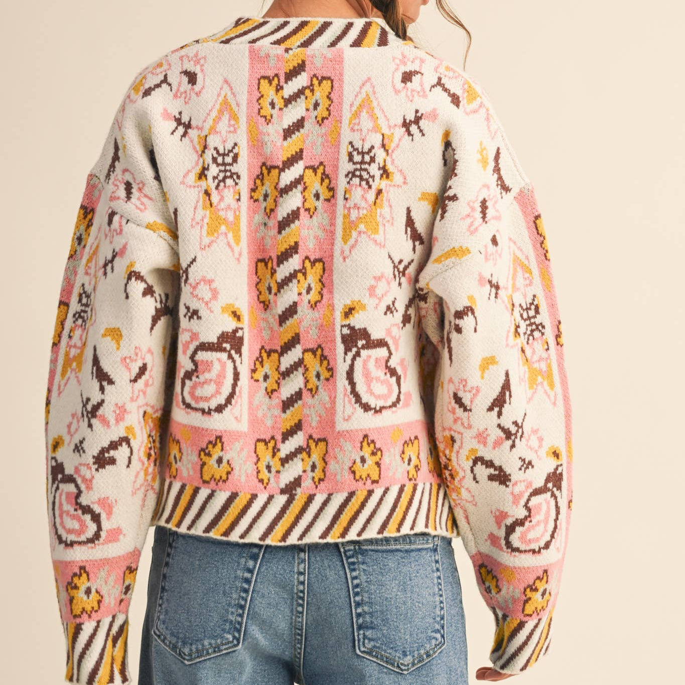 Paisley Knit Sweater Cardigan