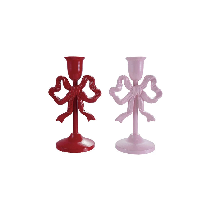 Cast Iron Bow Small Taper Holder - 2 Color Options