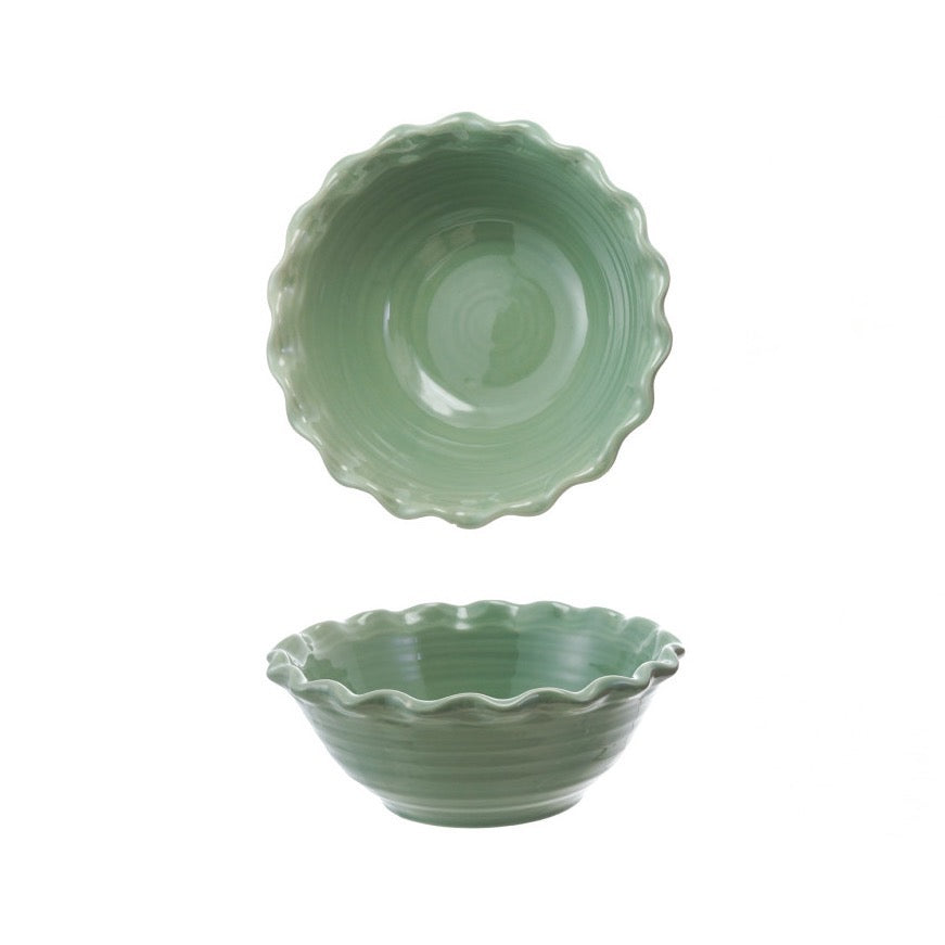 Stoneware Scalloped Bowl - Soft Green