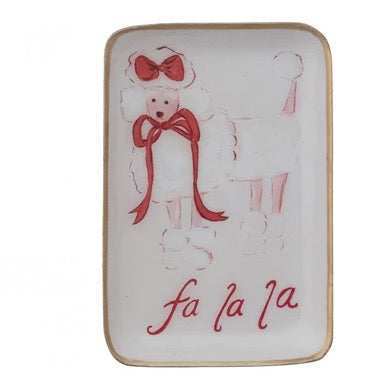 Holiday Pink Deco Enameled Metal Tray - Holiday Poodle