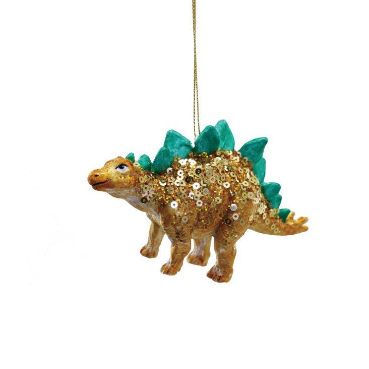 Sparkly Yellow Resin Dinosaur Ornament