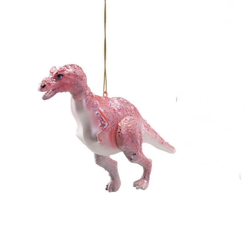 Sparkly Pink Resin Dinosaur Ornament