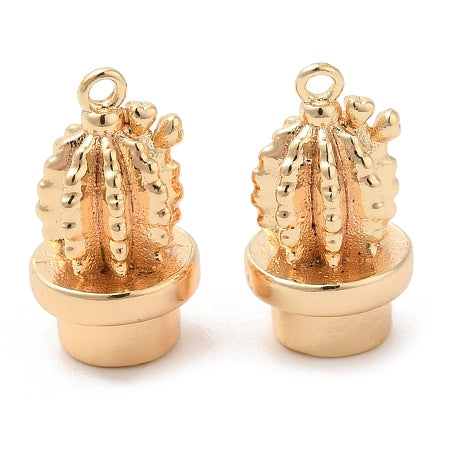 Delicately gold-plated, this charming cactus pendant brings a touch of nature’s resilience to your style. Perfect for adding subtle elegance to a charm bracelet or necklace, it serves as a thoughtful reminder of growth and strength, making it a meaningful accessory for everyday wear.

Details:

Brass Pendants, Long-Lasting Real 18K Gold Plated, Lead Free & Cadmium Free
Size: 14mm long, hole:1mm, about:8mm in diameter
Color: Real 18K Gold Plated
Material: Brass