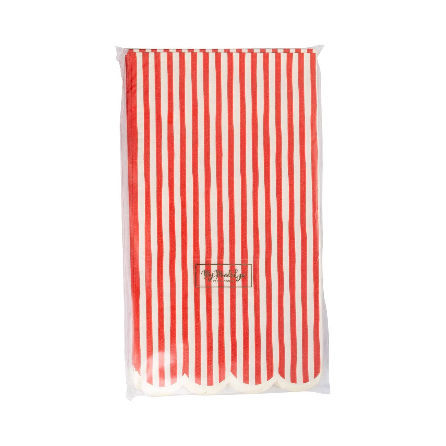 Red Striped Scalloped Dinner Napkin