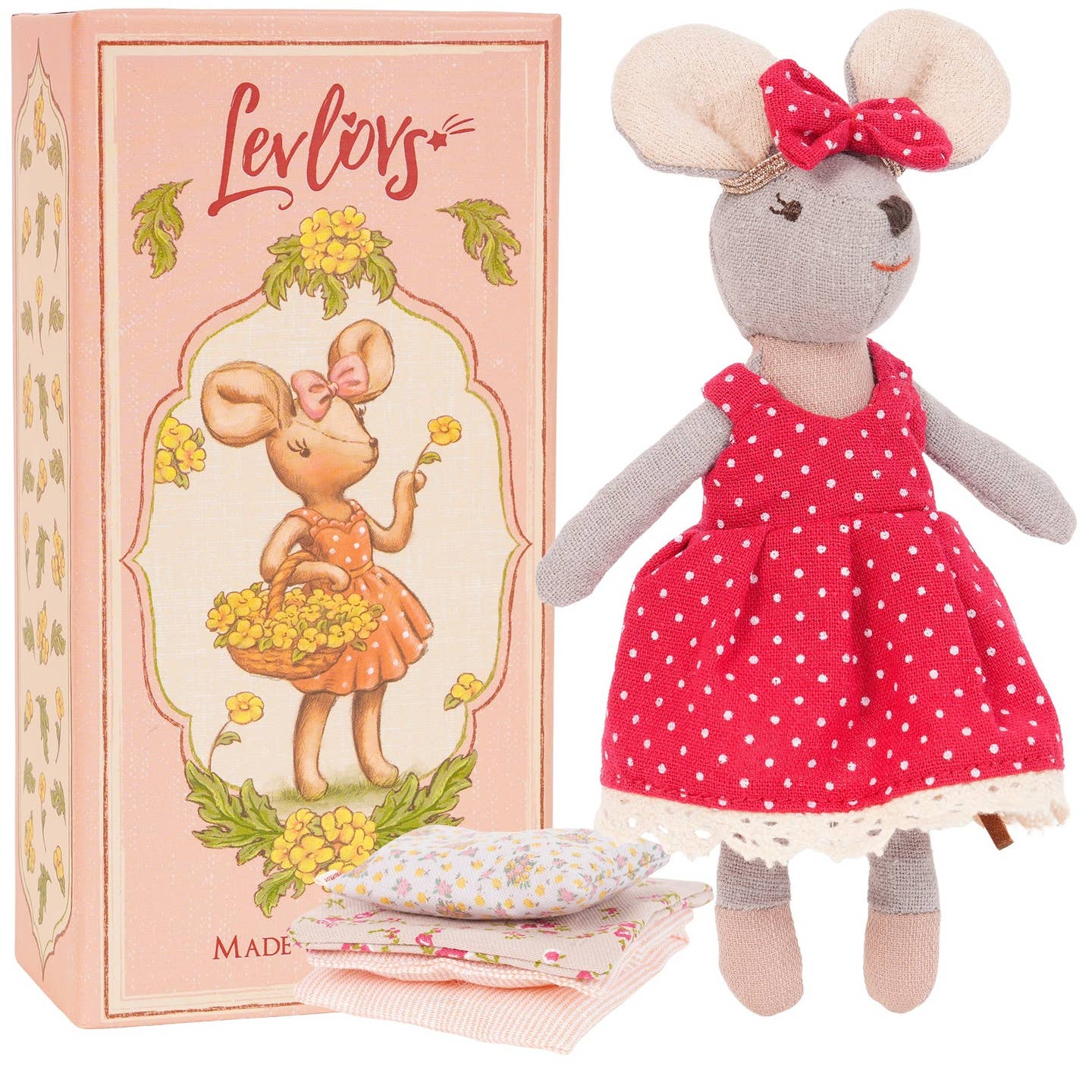 Meet your new cherished companion—a sweet mouse dressed in an adorable rose red polka dot dress! This delightful toy arrives in its own special box complete with a cozy bed, making it feel like a gift within a gift. Perfect for children who love charming details and imaginative storytelling, this mouse encourages creative play and becomes a beloved bedtime friend. The thoughtful presentation makes it an ideal gift for birthdays, holidays, or just because.