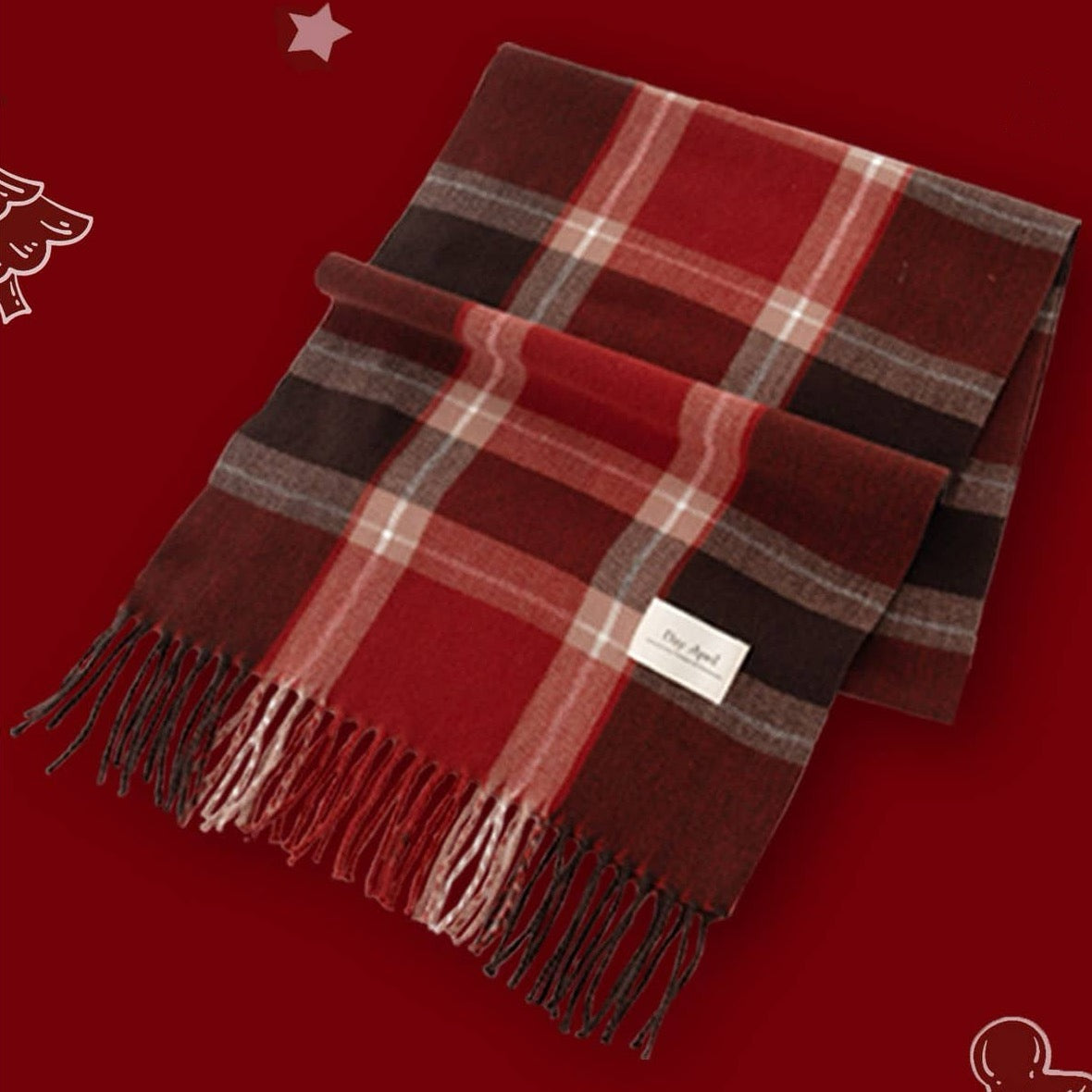 A timeless holiday favorite in rich shades of red and deep burgundy with subtle touches of white. This cozy knit scarf captures that classic Christmas warmth — perfect for fireside mornings or festive outings.

Details:

100% Polyester
Casual, light fitting scarf
Size: 37*200cm