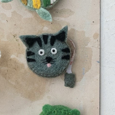 Handmade Embroidered Felt Tape Measure - Cat