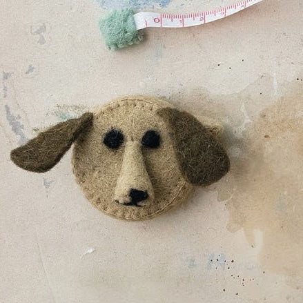 Handmade Embroidered Felt Tape Measure - Dog