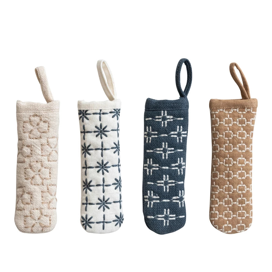 Embroidered Cotton Pot Handle Cover - 4 Colors