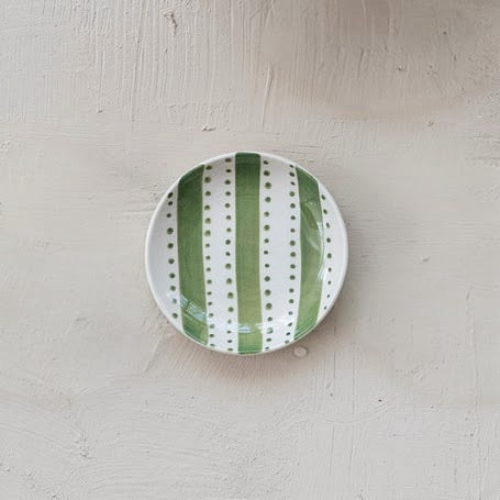 Hand-Painted Stoneware Dish - Olive Sprinkle