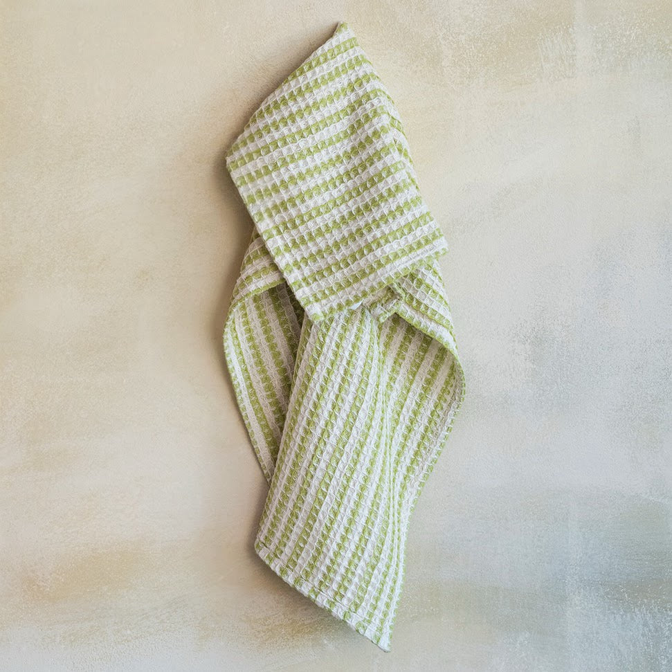 Cotton Waffle Tea Towel - Meadow Stripe