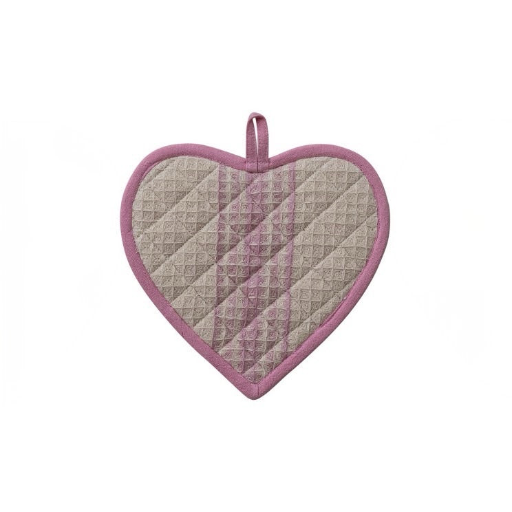 Cotton Quilted Waffle Heart Pot Holder - Soft Pink Stripe