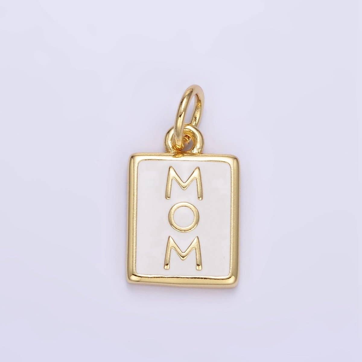 Celebrate the moms’ in your life with this white enamel tag shaped charm! A beautiful and dainty addition to any bracelet, necklace or bag charm!