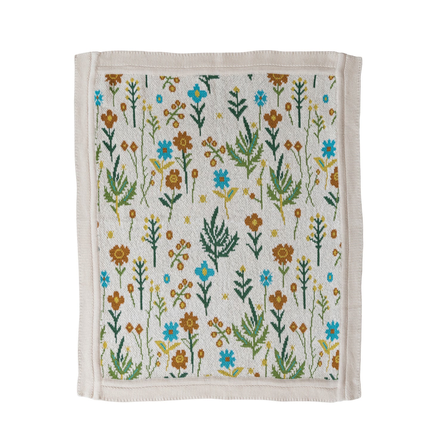 Floral Cotton Knit Baby Blanket