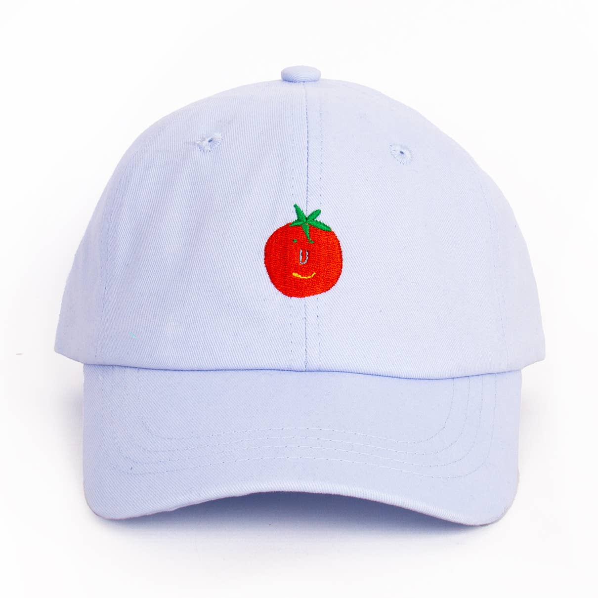 Brighten your everyday style with this charming light blue ball cap, featuring a playful tomato design that brings a fresh, modern twist to classic headwear. The soft, breathable fabric keeps you comfortable whether you're running errands, enjoying outdoor adventures, or simply soaking up the sun. Perfect for anyone who loves a touch of whimsy paired with timeless appeal, this cap pairs effortlessly with casual outfits and adds a cheerful pop of personality to your wardrobe. Adjustable fit.