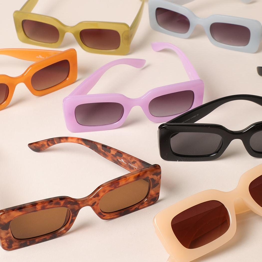Women's Bold Rectangular Sunglasses - 12 Color Choices