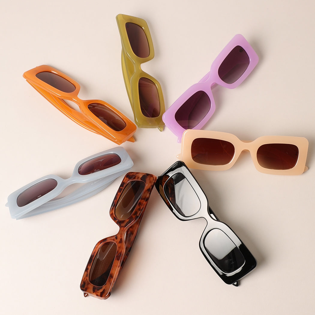 Women's Bold Rectangular Sunglasses - 12 Color Choices