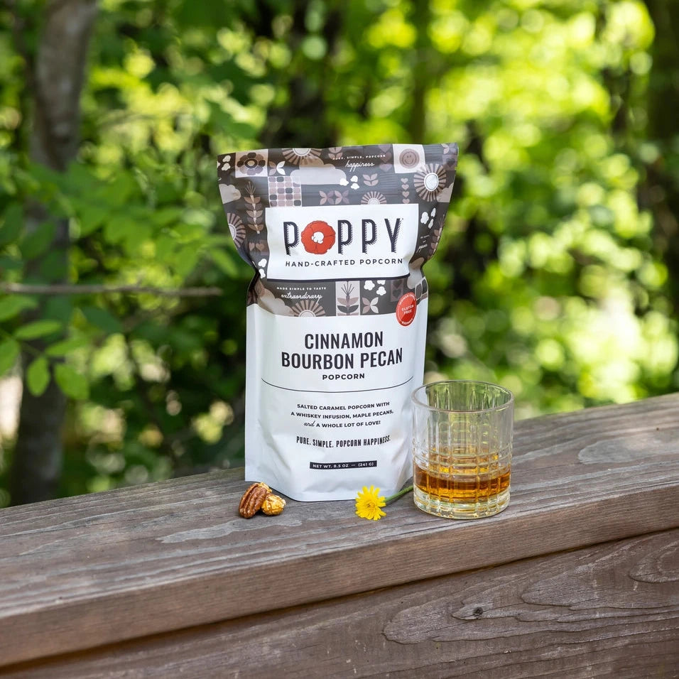 Rich caramel popcorn made with a whiskey infusion and maple pecans. Sweet, buttery, and full of bold Southern flavor.