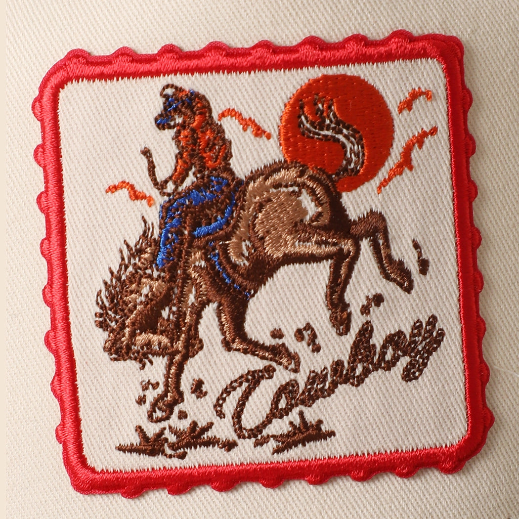 Embroidered Cowboy Rodeo Patch Brim Cap