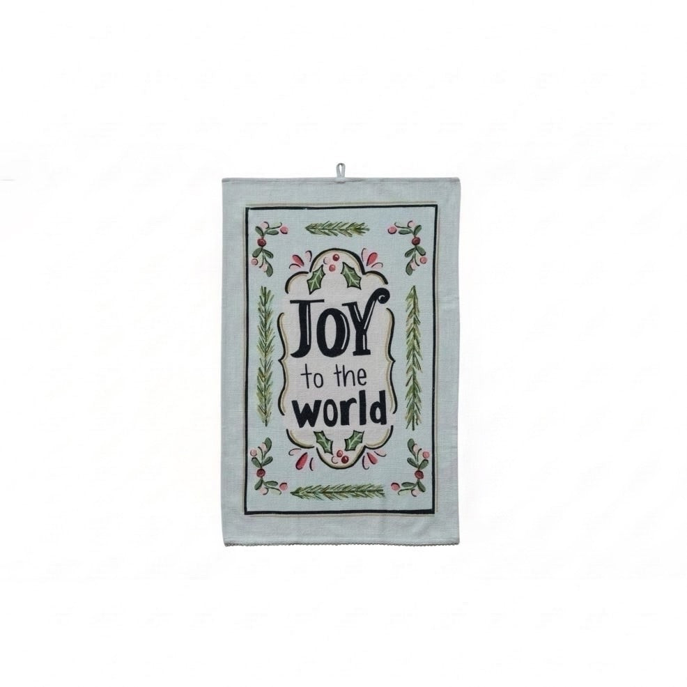 Soft Holiday Whimsy Tea Towel – Joy to the World. Bring festive cheer into your kitchen with our Soft Holiday Whimsy Tea Towel featuring a heartwarming Joy to the World design and playful pom-pom trim. Crafted from soft, durable cotton, it adds a delightful touch of comfort and seasonal joy to your holiday home.