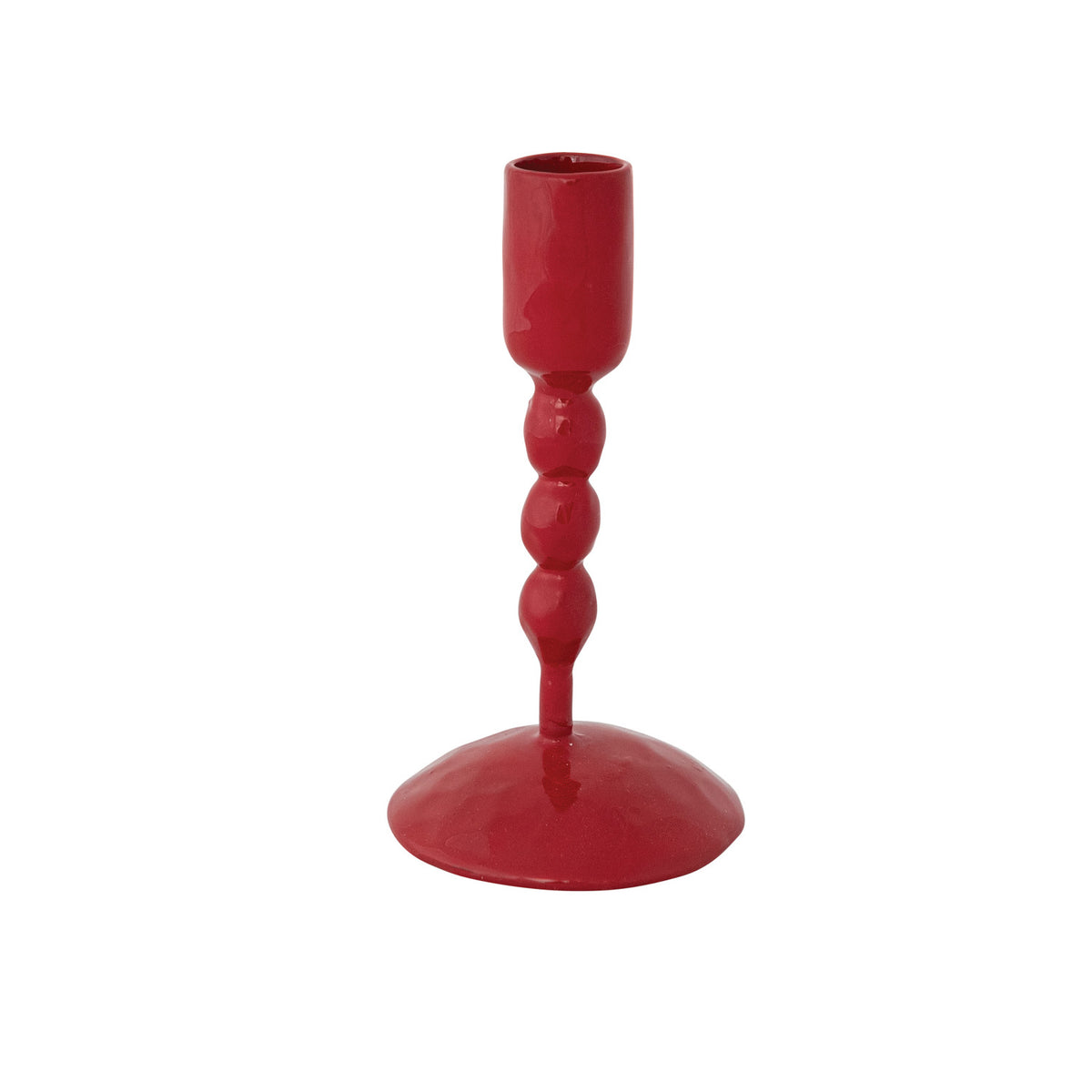 Red Enameled Cast Iron Taper Holder - 3 Sizes
