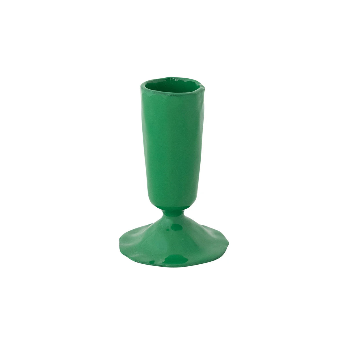 Hand-Forged Enameled Cast Iron Taper Holder - Green