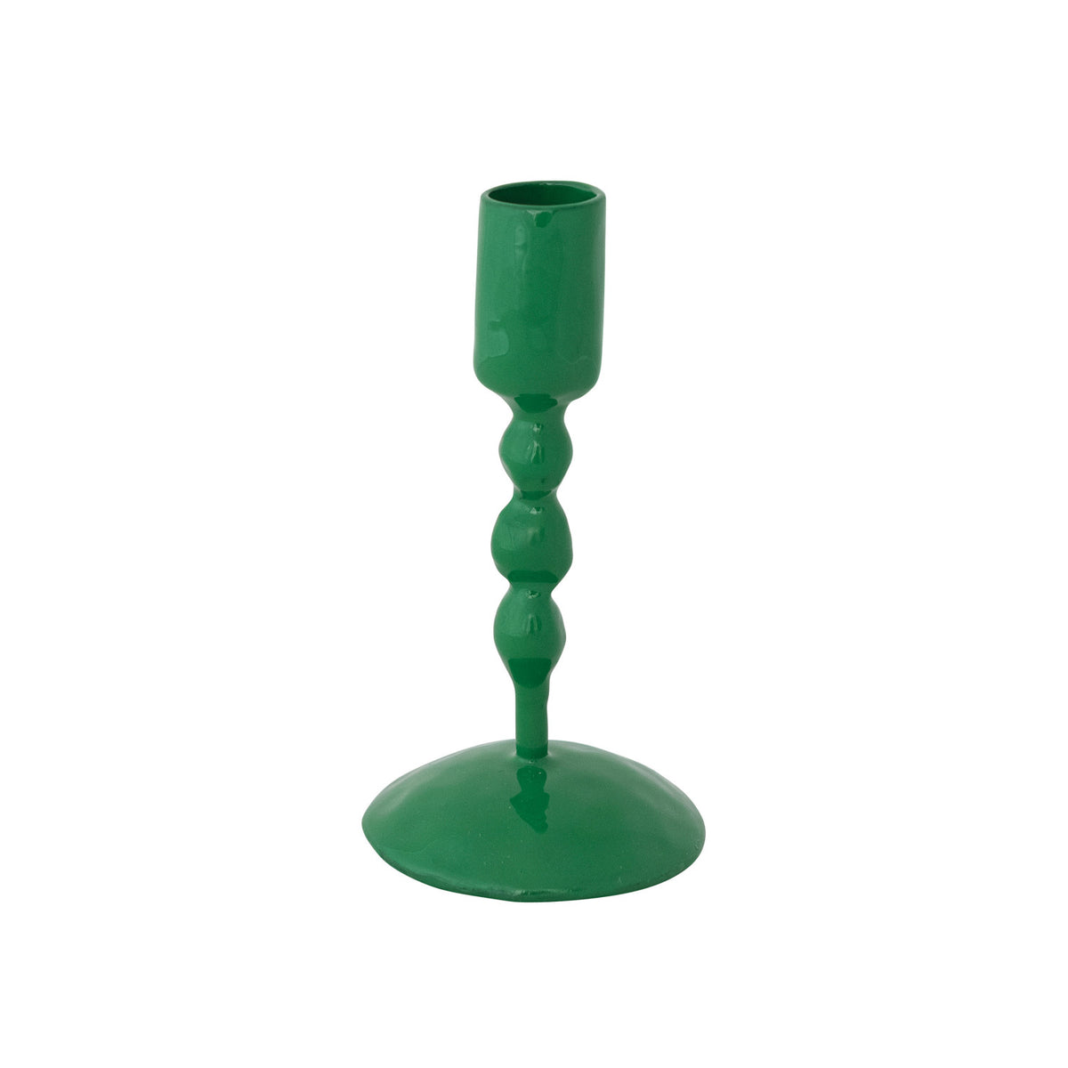 Hand-Forged Enameled Cast Iron Taper Holder - Green