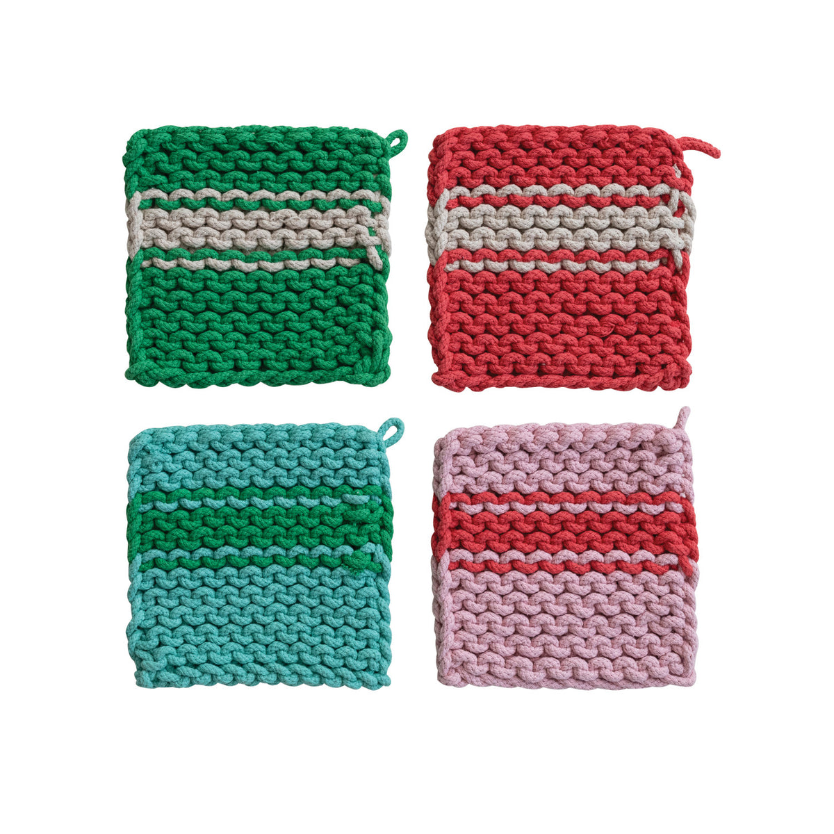 Chunky Striped Crocheted Pot Holder - 4 Colors
