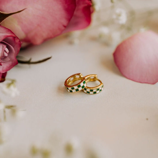 Green and White Checkers Hoops