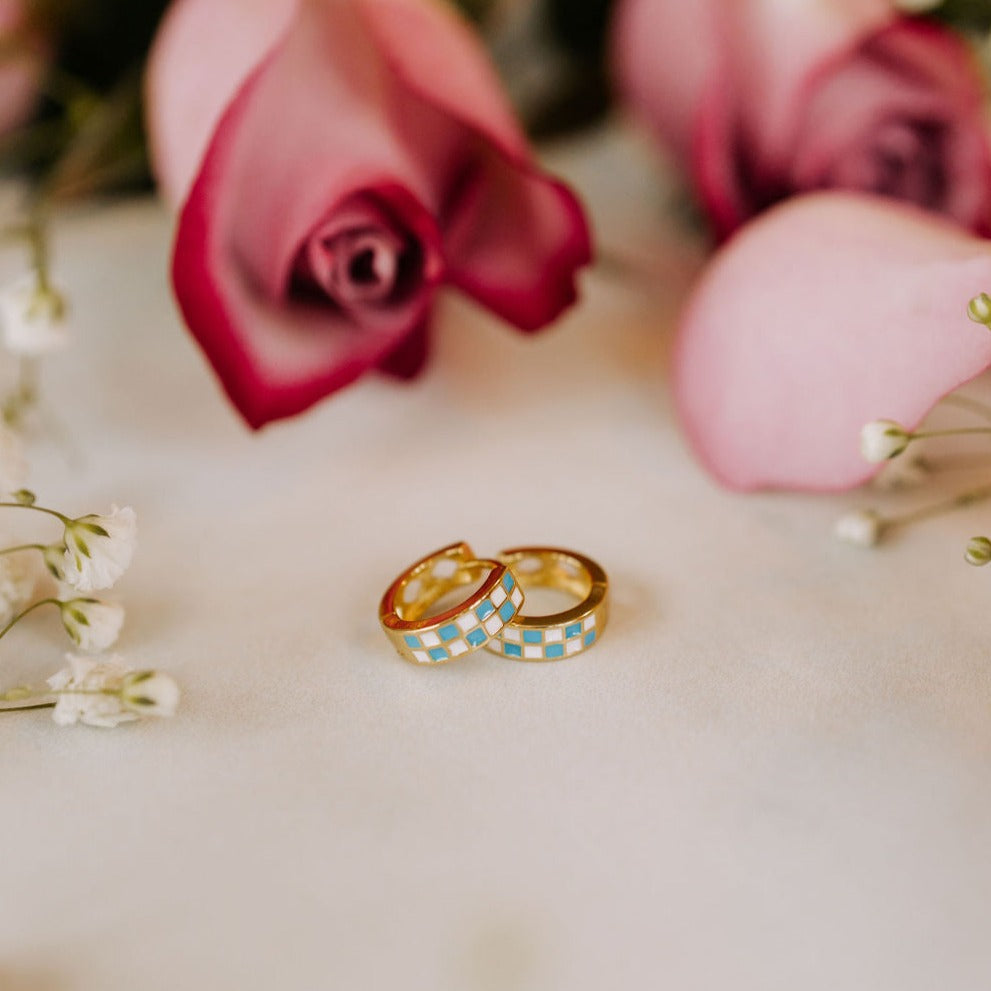 Blue and White Checkers Hoops