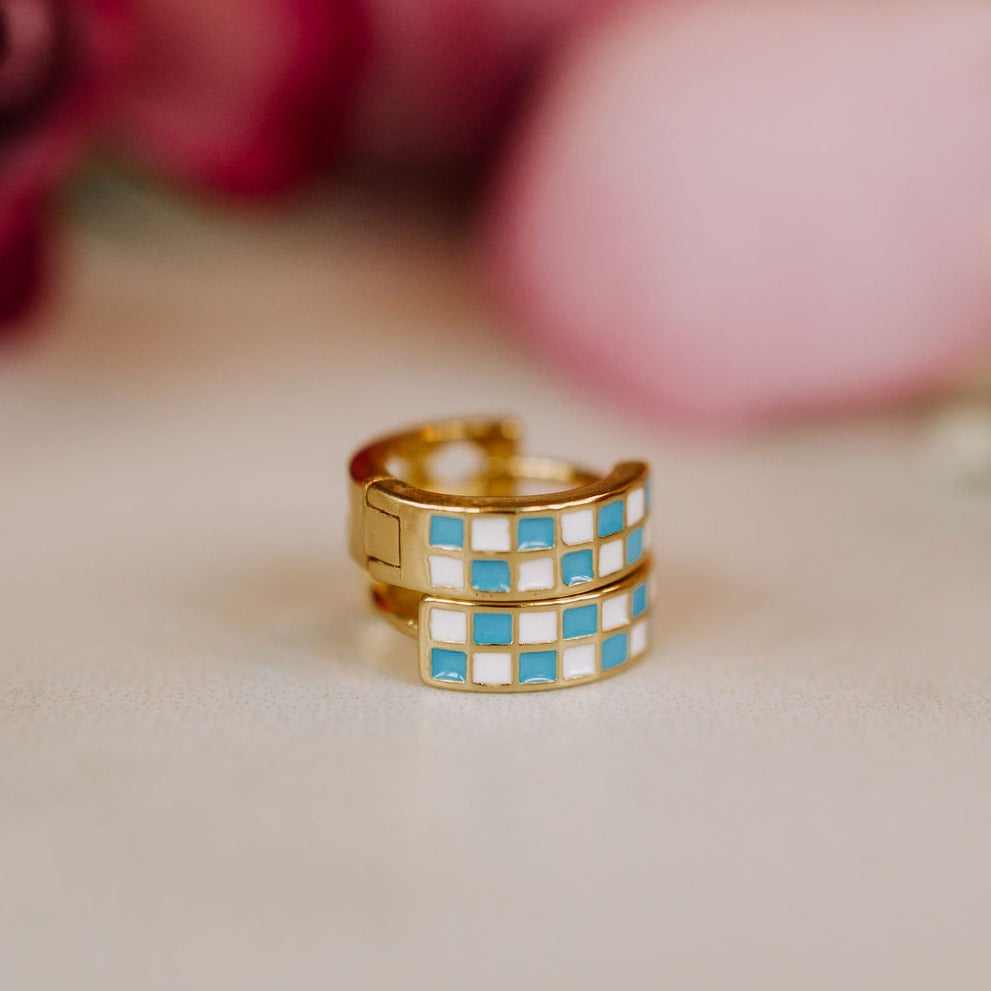Blue and White Checkers Hoops