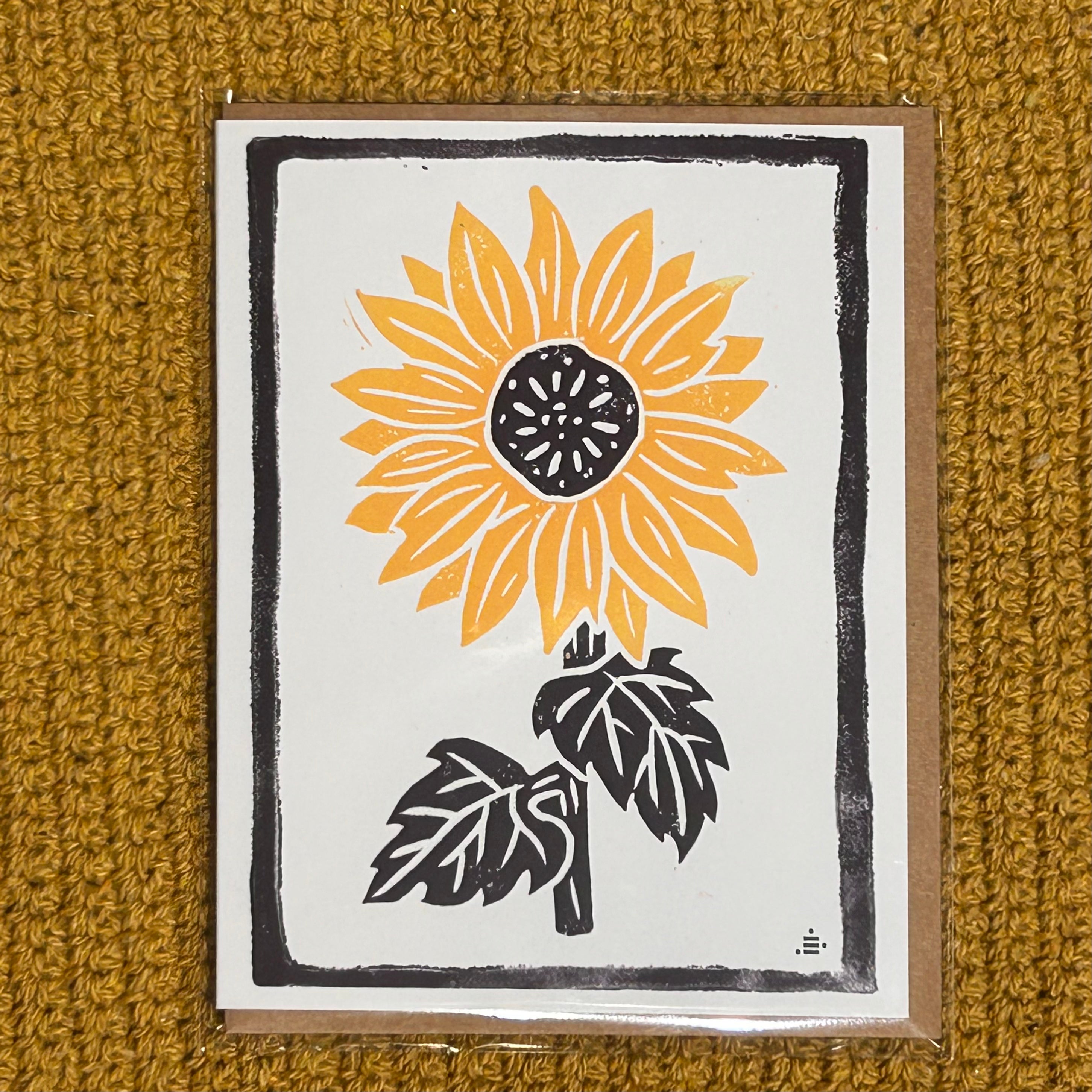Sunflower Linocut Card