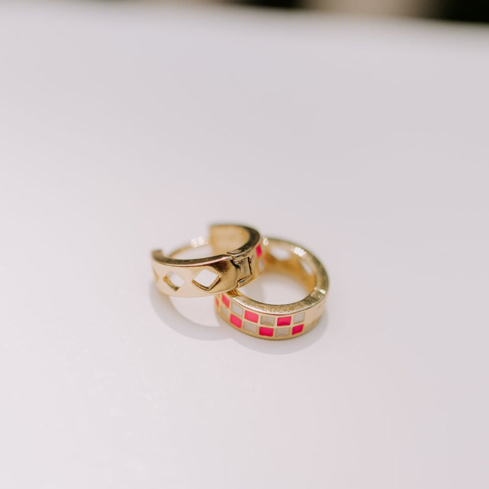 Pink and White Checkers Hoops