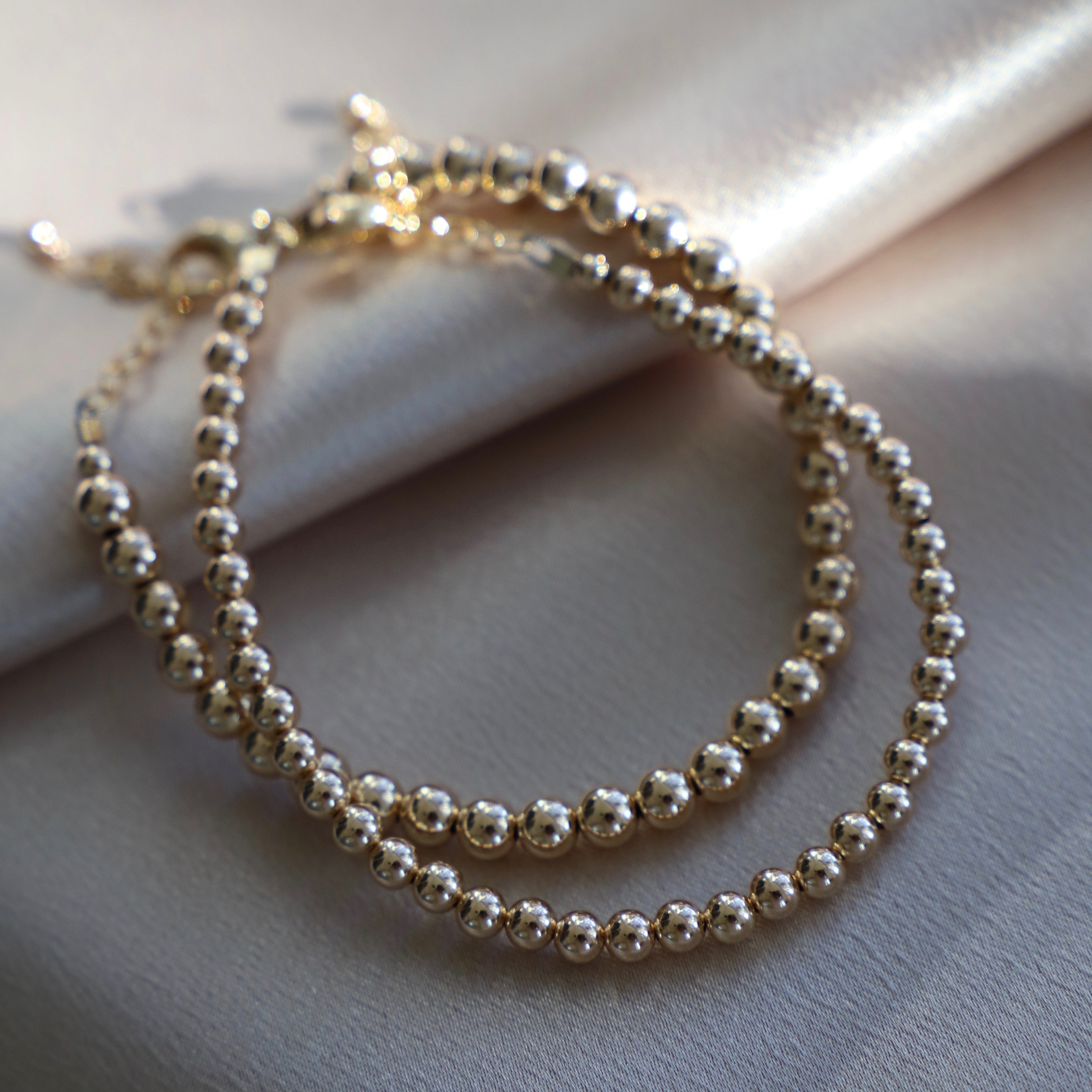 An absolute must have for any bracelet stack, these Gold Filled Beaded Bracelets are the perfect way to elevate your jewelry collection. We love to stack multiple sizes for the ultimate look.