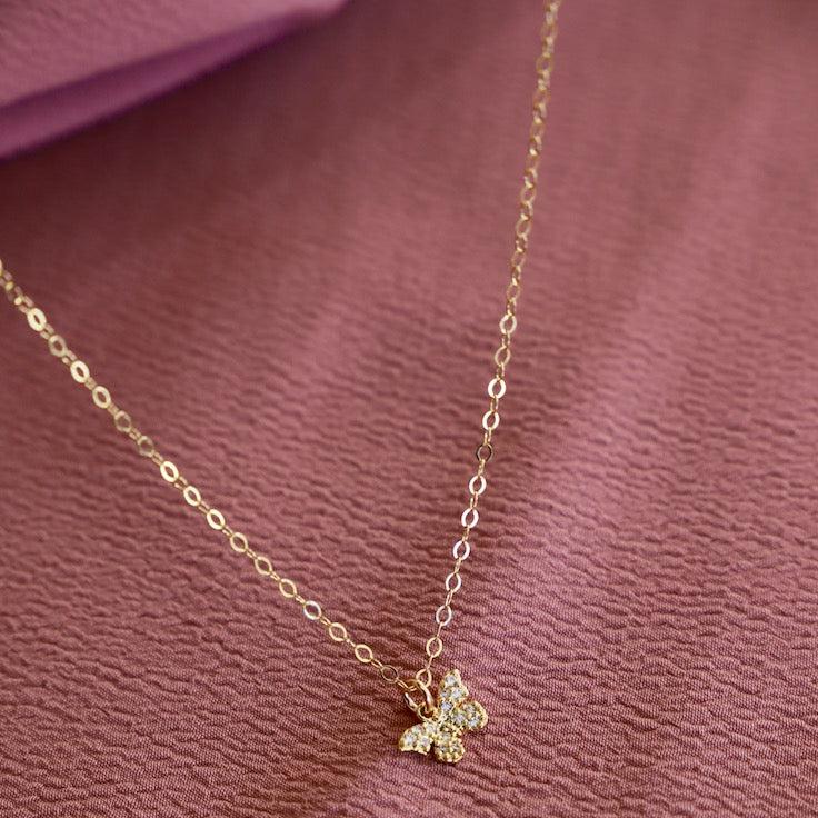 Delicate and sweet, this cubic zirconia butterfly necklace is as dainty as they come. Butterflies symbolize transformation and hope