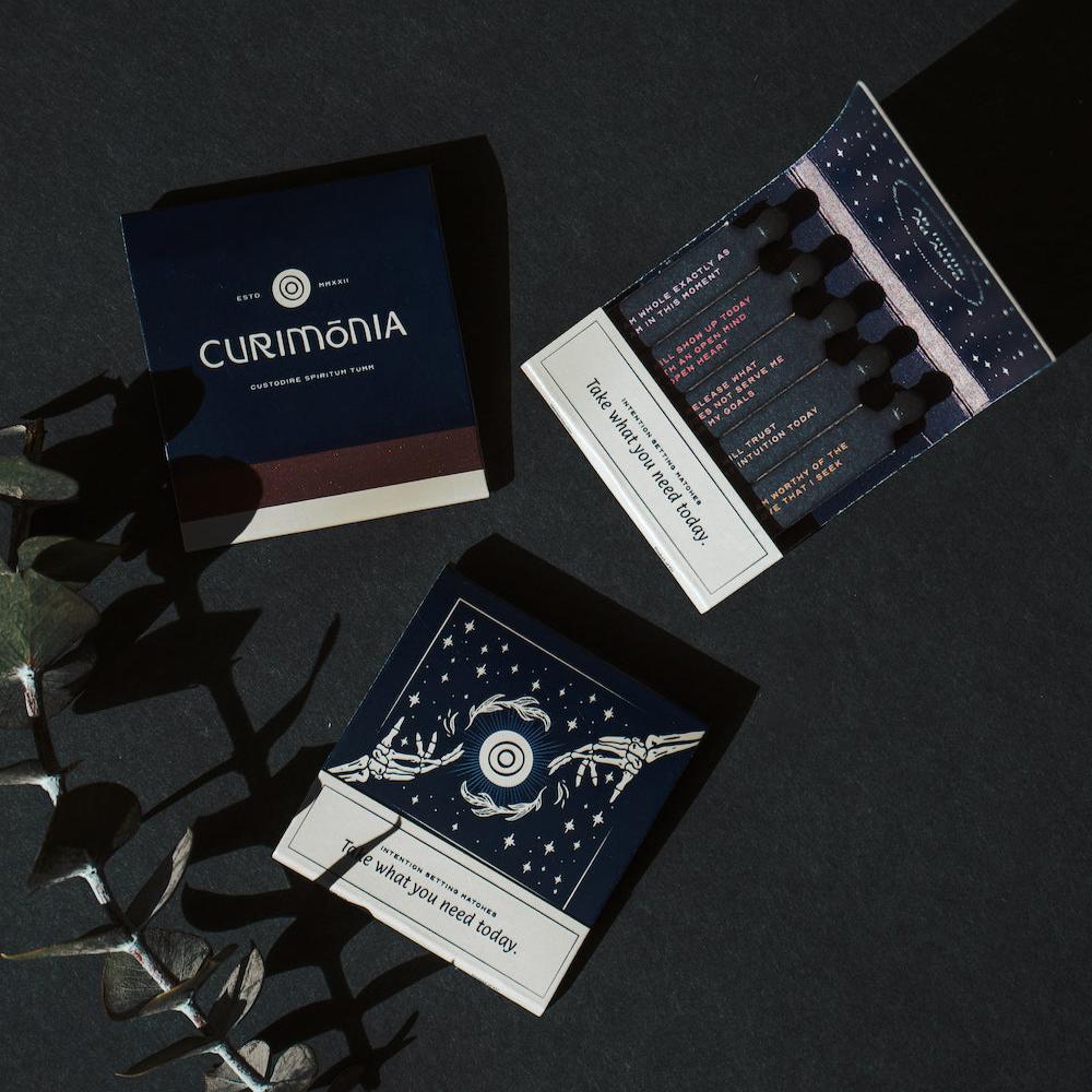 Each matchbook-style match features a unique intention printed on the match head, offering a perfect opportunity for reflection and meditation as you light your candle or incense.