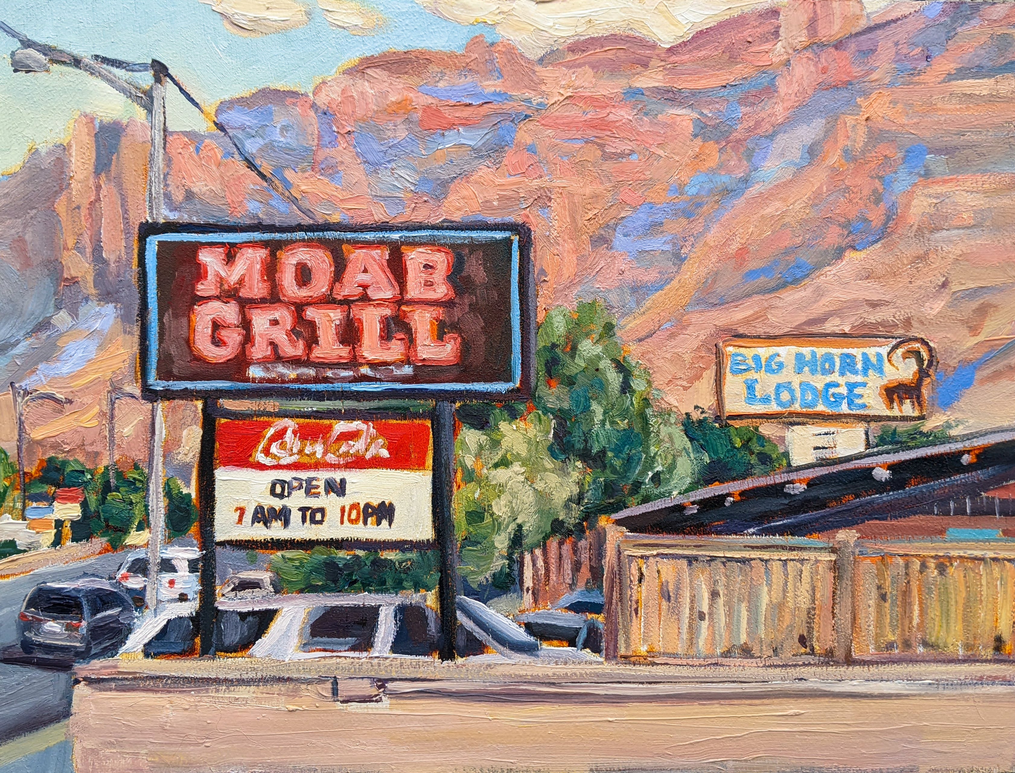 "Moab Grill"  - Original Painting - Road Trip Art Show