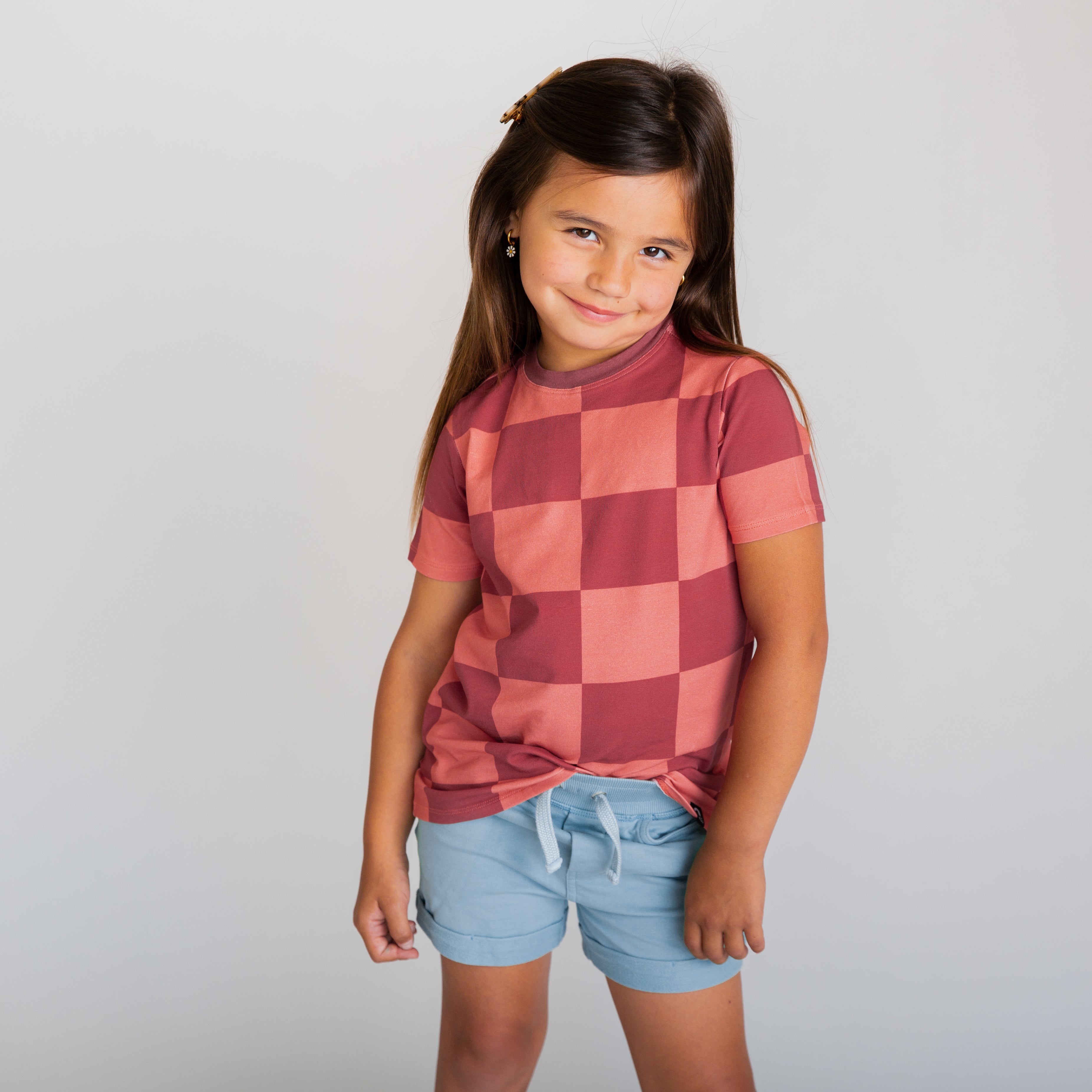 Essentials Short Sleeve Tee - 'Pink Check'