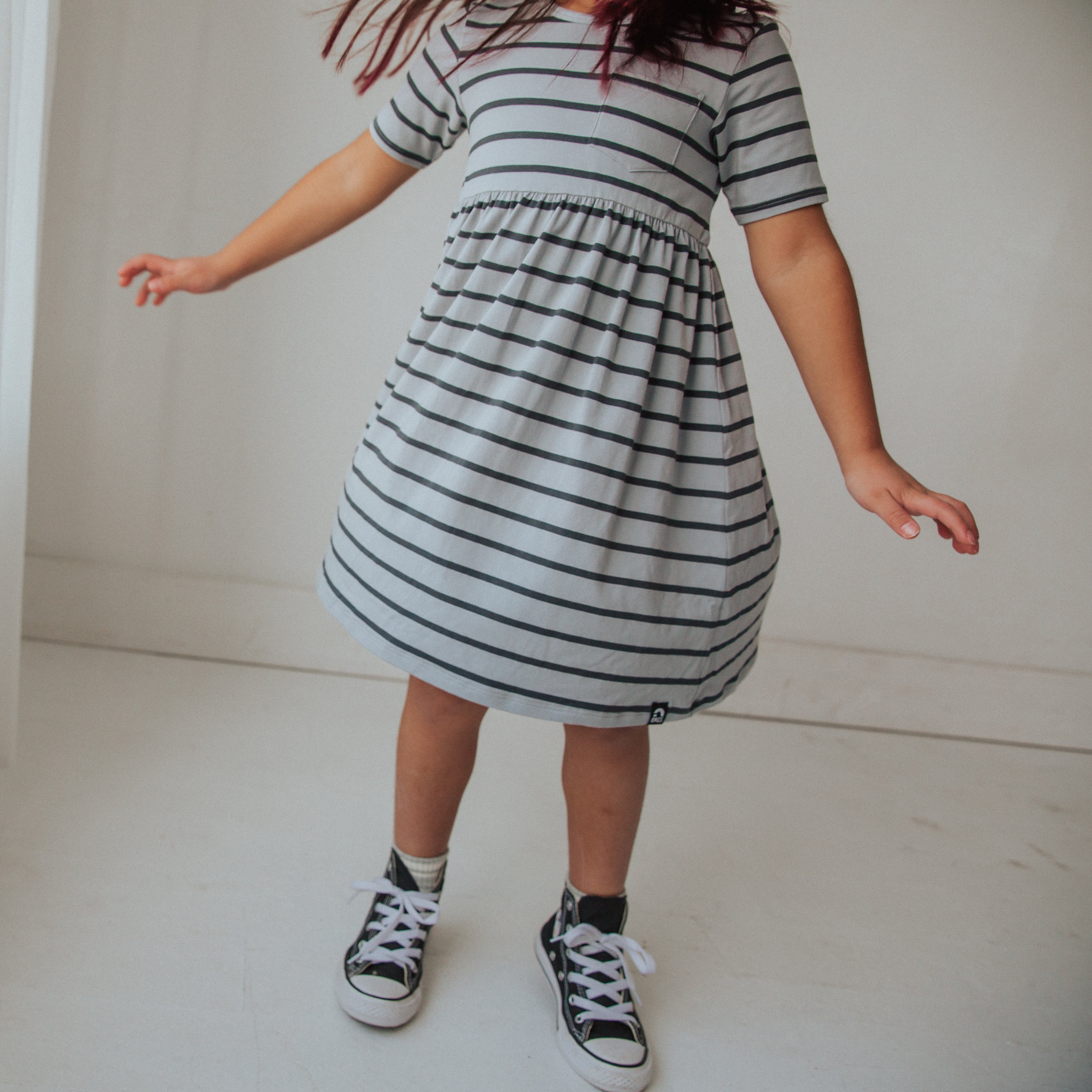 Essentials Short Sleeve Dress - 'Quarry Stripe'