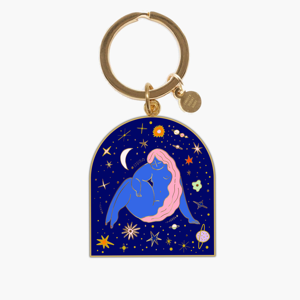 Introducing the Cosmic Goddess Keychain - perfect for your off-world look! Add this quirky accessory to your keyring, and out of this world style will be within reach! So unleash your cosmic side and add a little sparkle to your keys. You'll be feelin' like an interstellar star!