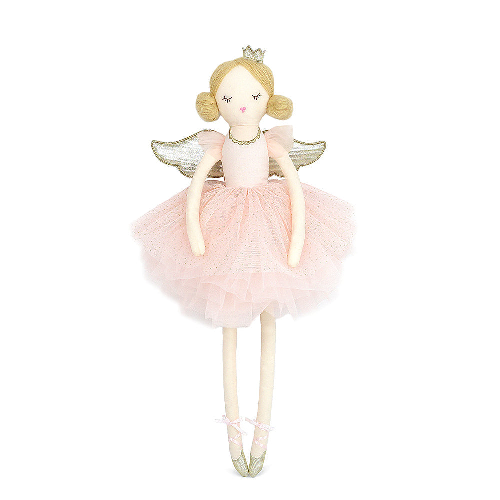 Capture the enchantment of everyone’ favorite holiday ballet with Mon Ami’s Sugar Plum Fairy Plush Doll. Exquisitely detailed with golden wings and a frothy pink tutu, our Nutcracker plush doll instantly pirouettes into a recipient’s heart. Any aspiring ballet dancer or fan of holiday traditions will appreciate this Nutcracker plush doll. Psst. Pair our ethereal fairy plush doll with the Candy Nutcracker Plush Doll for a captivating combo that steals the show come Christmas time.