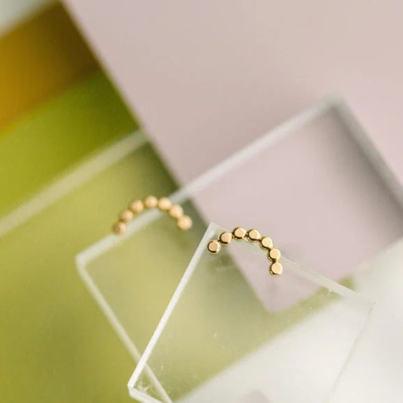 Coin Arch Stud Earrings in Gold