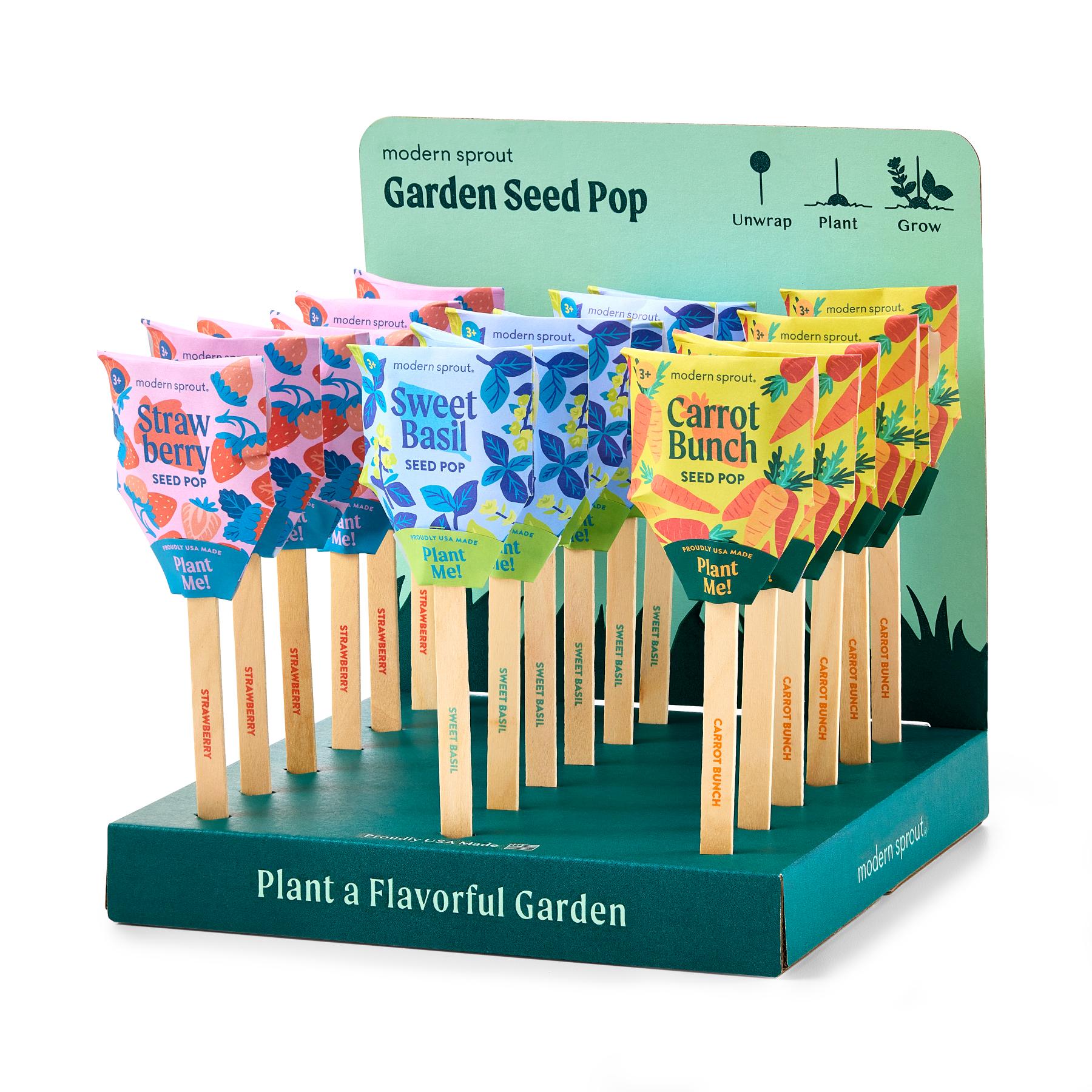 Garden Seed Pops - Strawberry, Sweet Basil or Carrot Seed