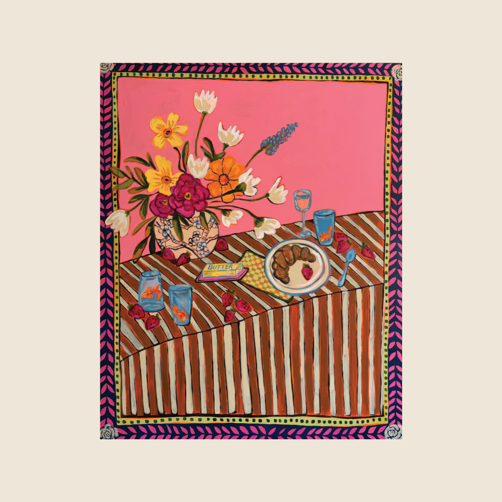 Croissant on Bubblegum Pink - Original Painting - Flourish Art Show