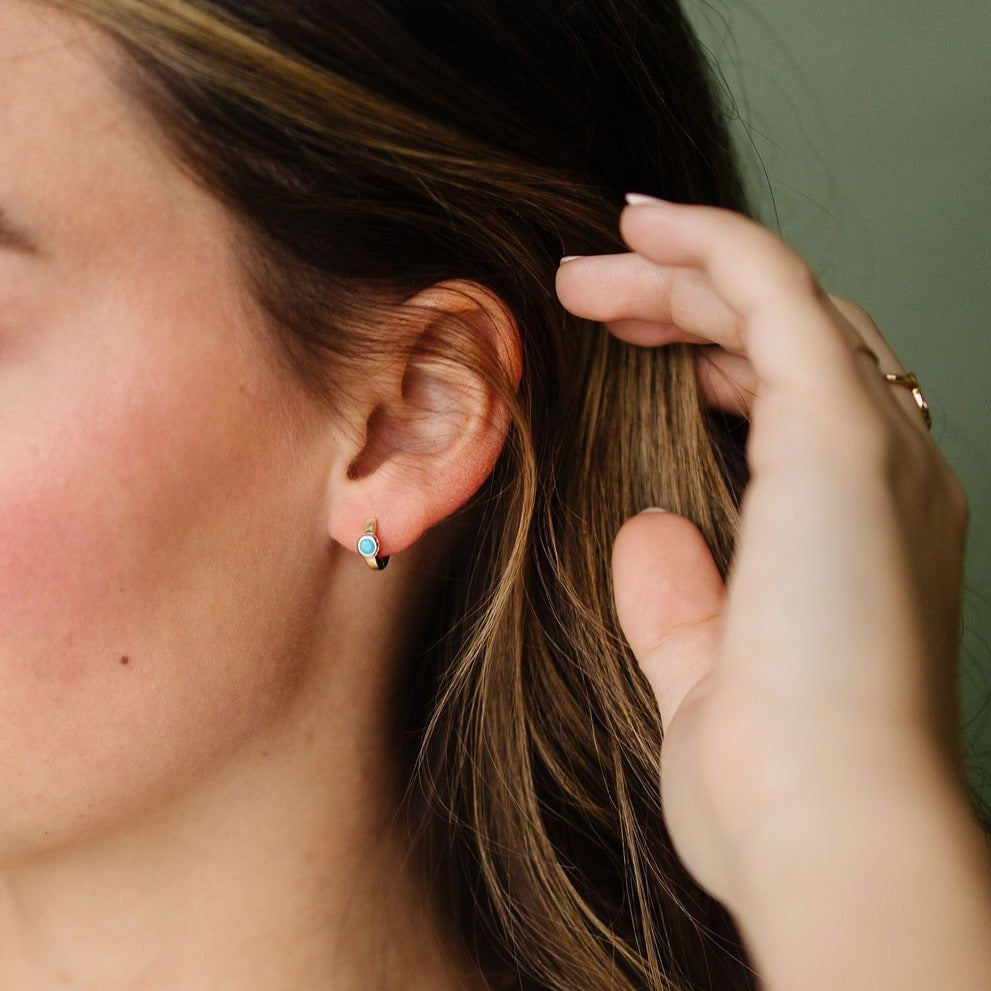 Noelle Turquoise Hoops  - Mauve Jewelry Co.