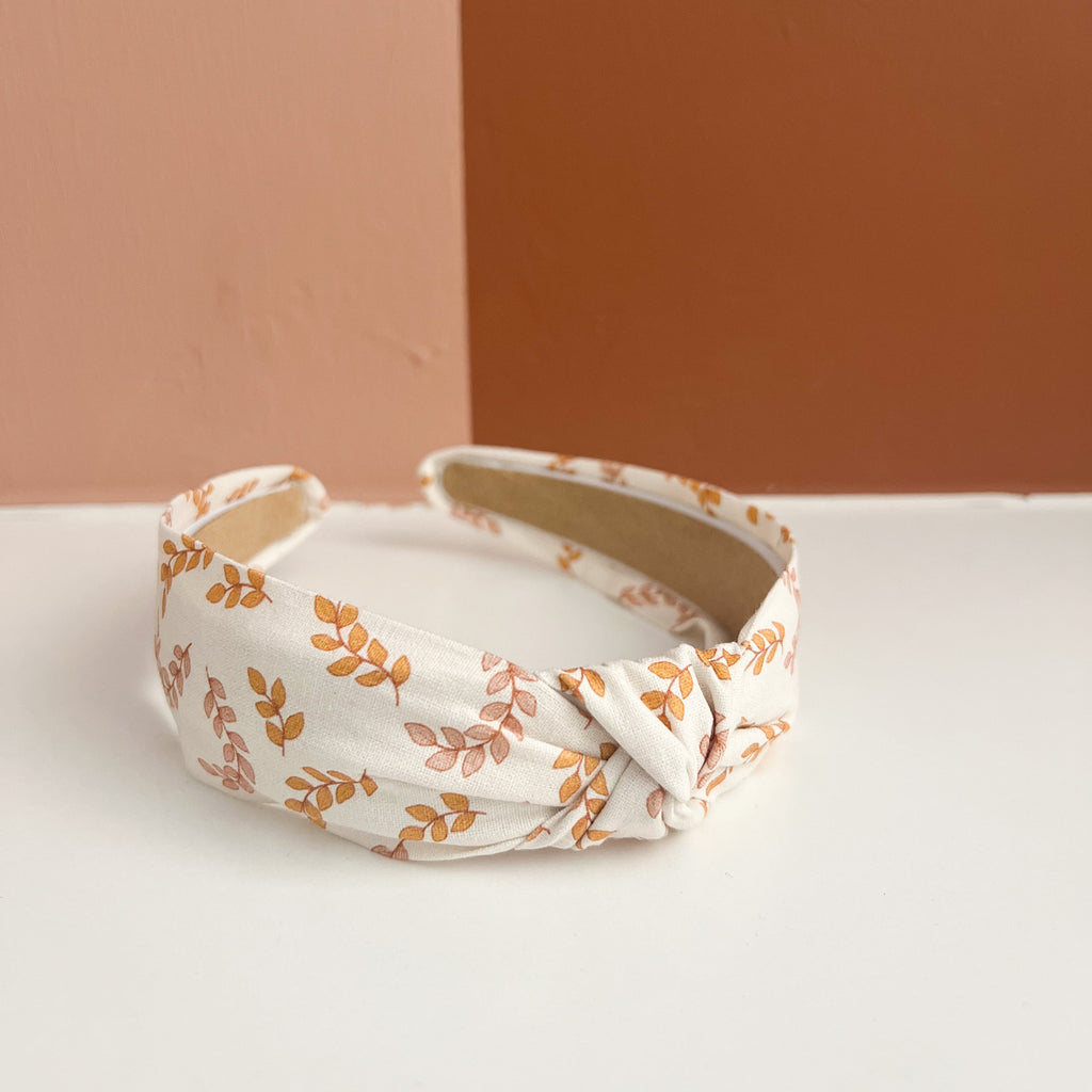 Neutral Leaf Top Knot Headband