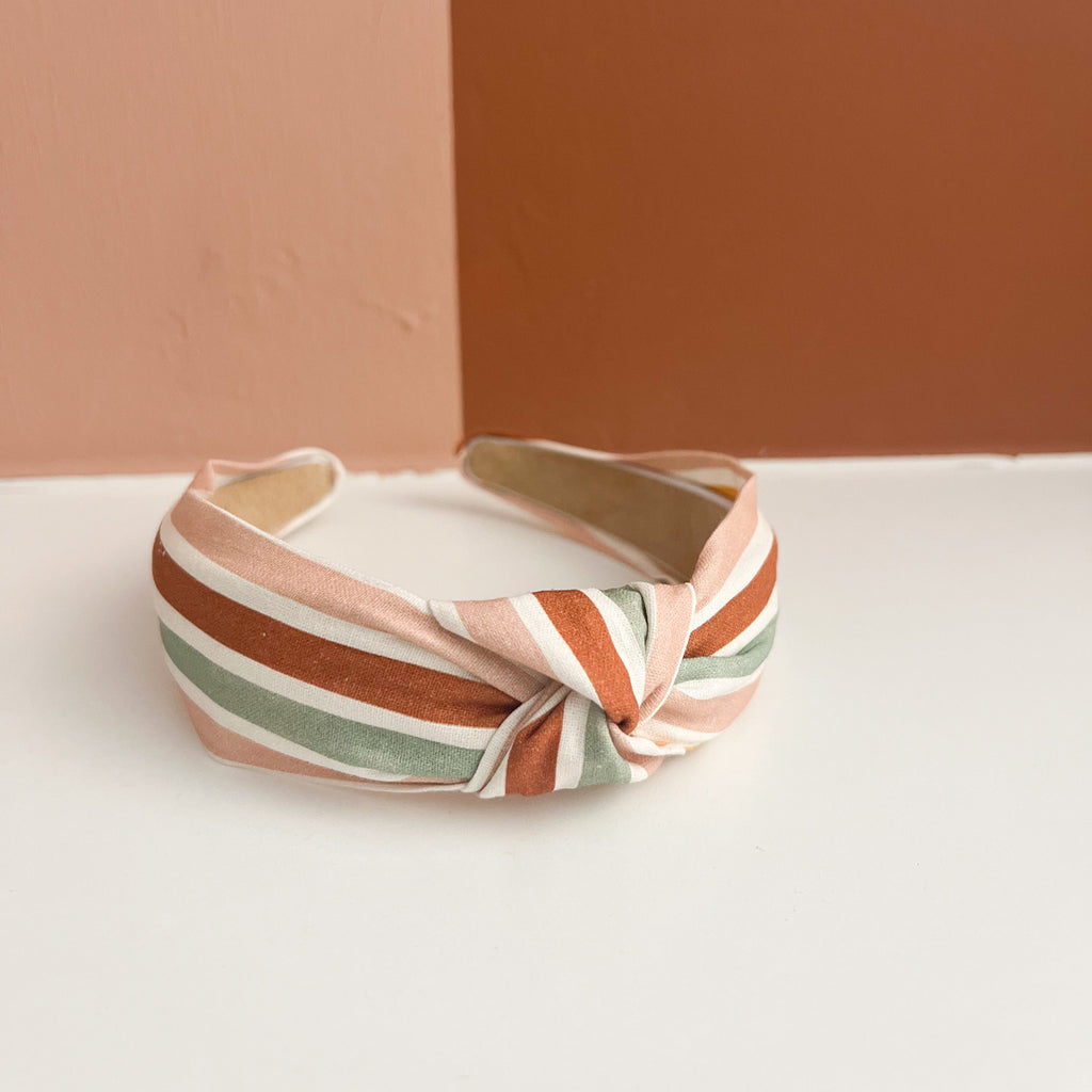  Neutral Stripes Top Knot Headband